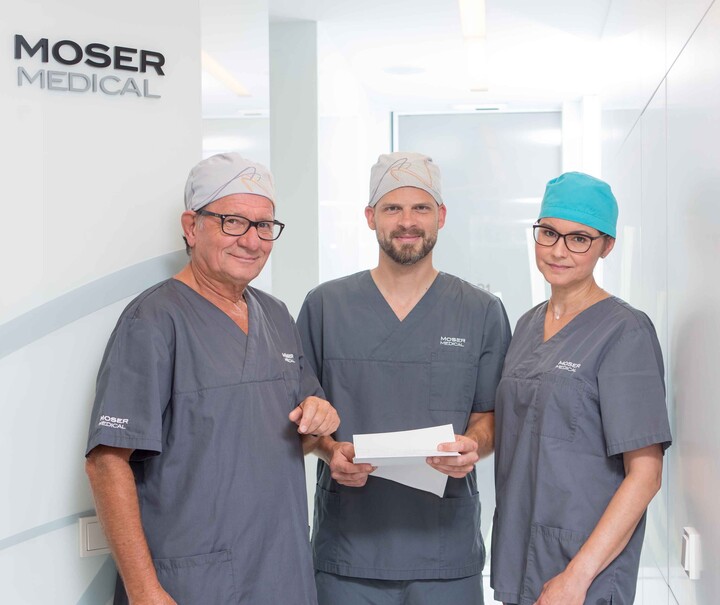 Die Haarspezialisten Dr. Markus Horacek, Dr. Franz Veit und Dr. Katarina Kopernicka