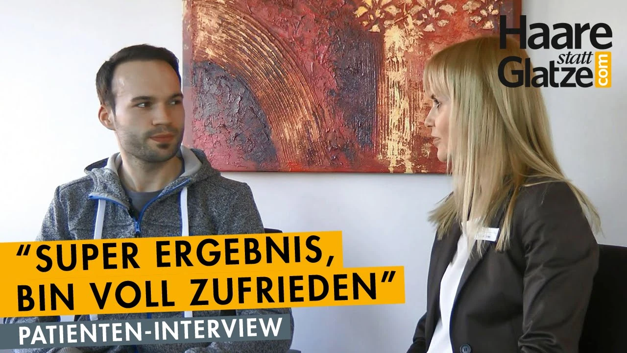 Beispiel: Geheimratsecken mit Haartransplantation beseitigt